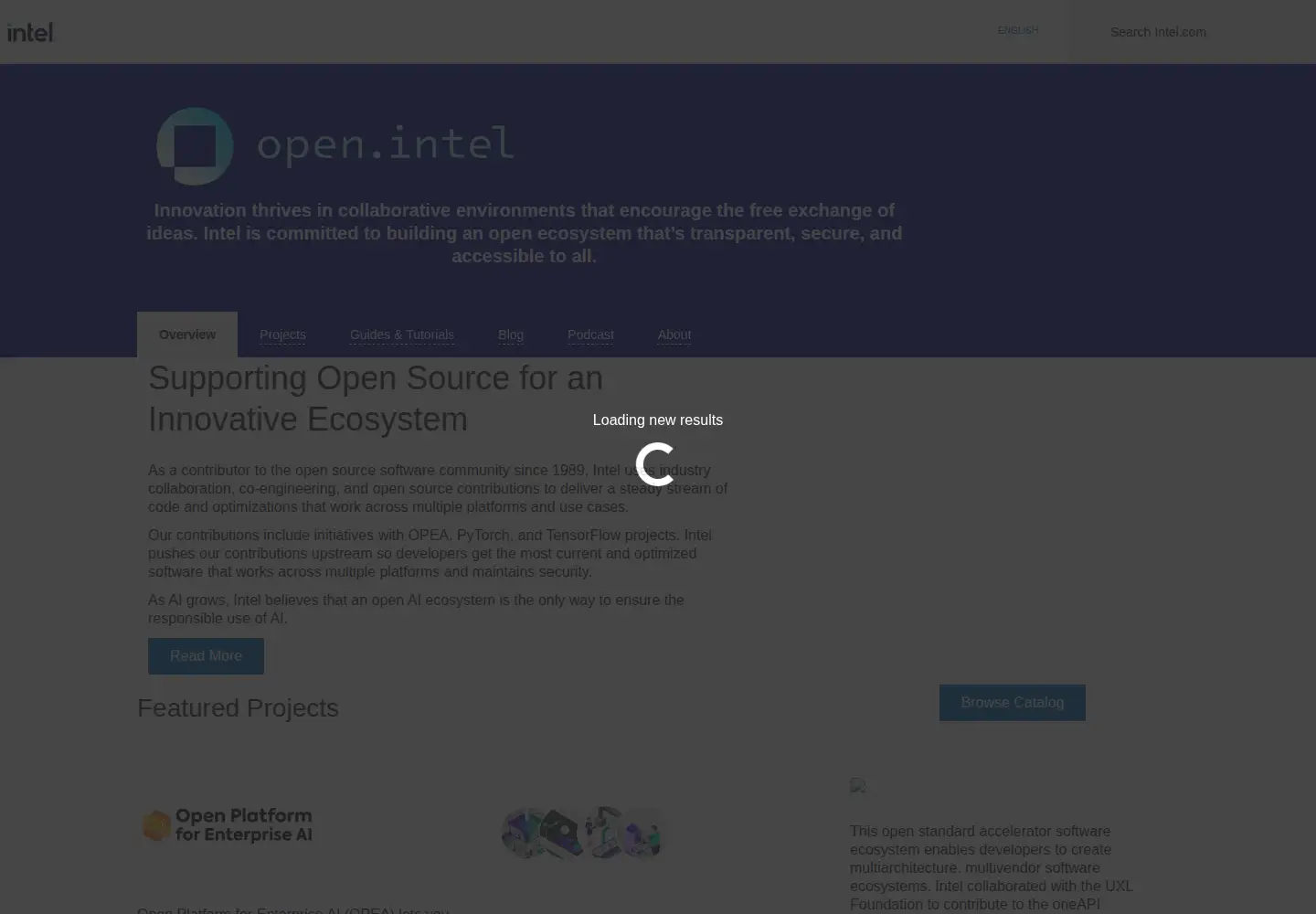 Screenshot of 01.org