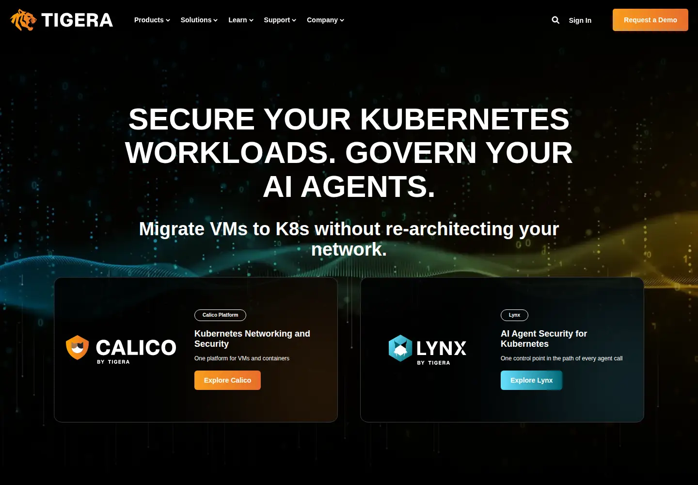 Screenshot of tigera.io