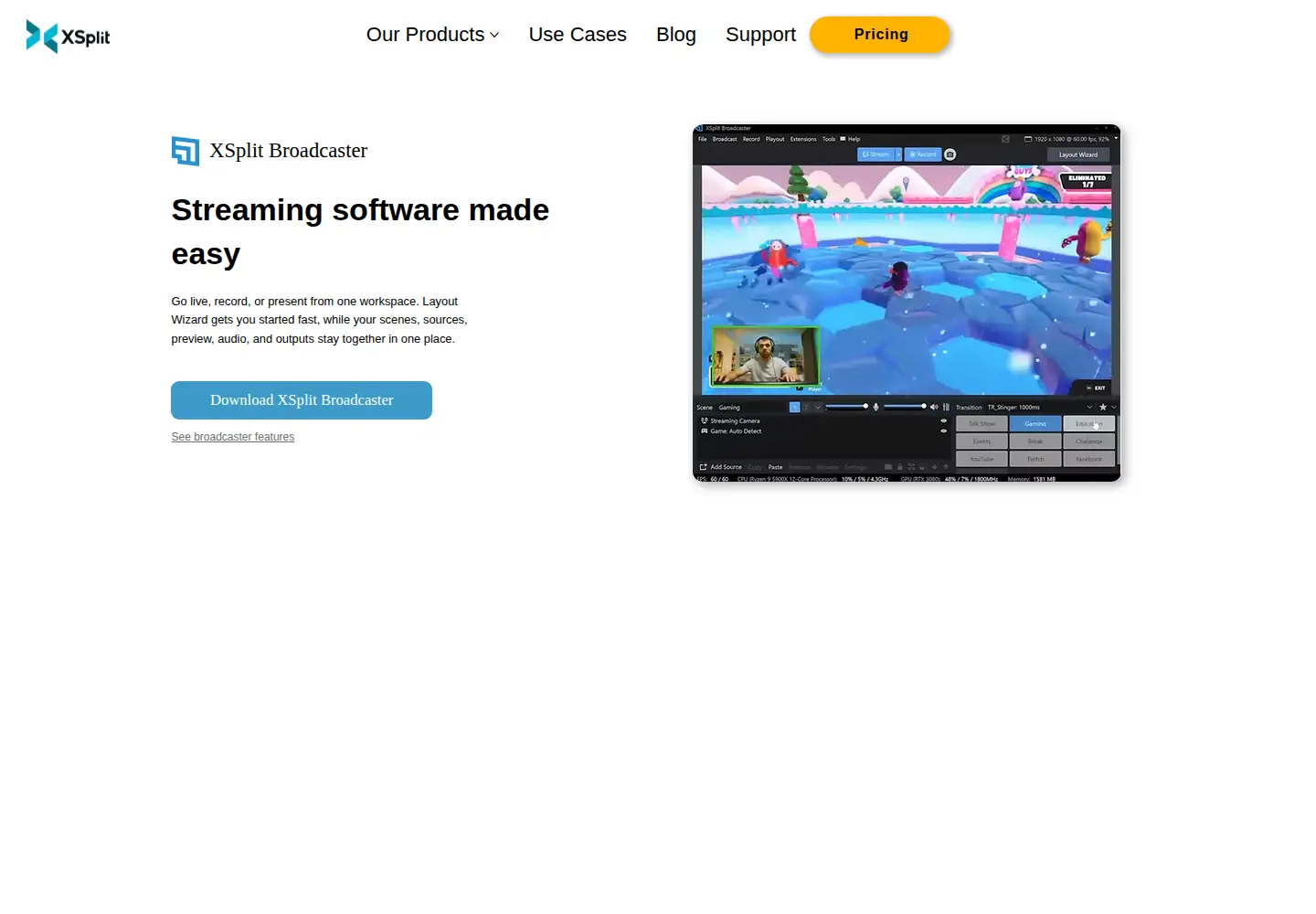 Screenshot of xsplit.com