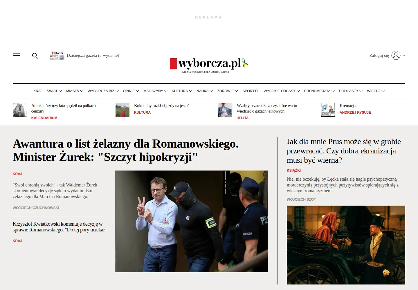 Screenshot of wyborcza.pl