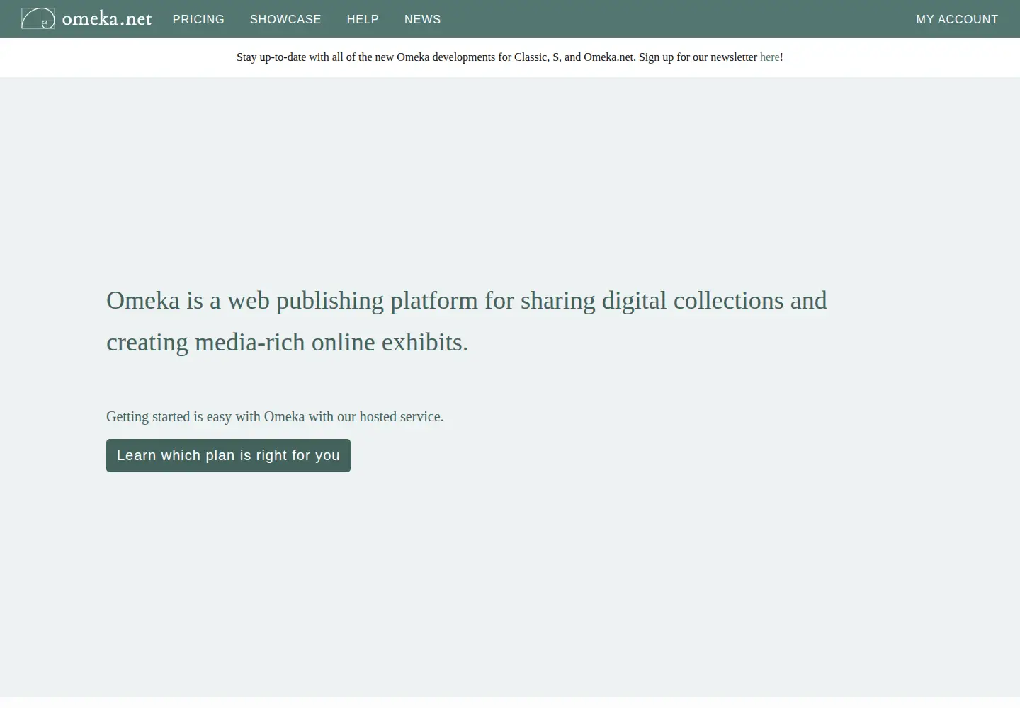 Screenshot of omeka.net