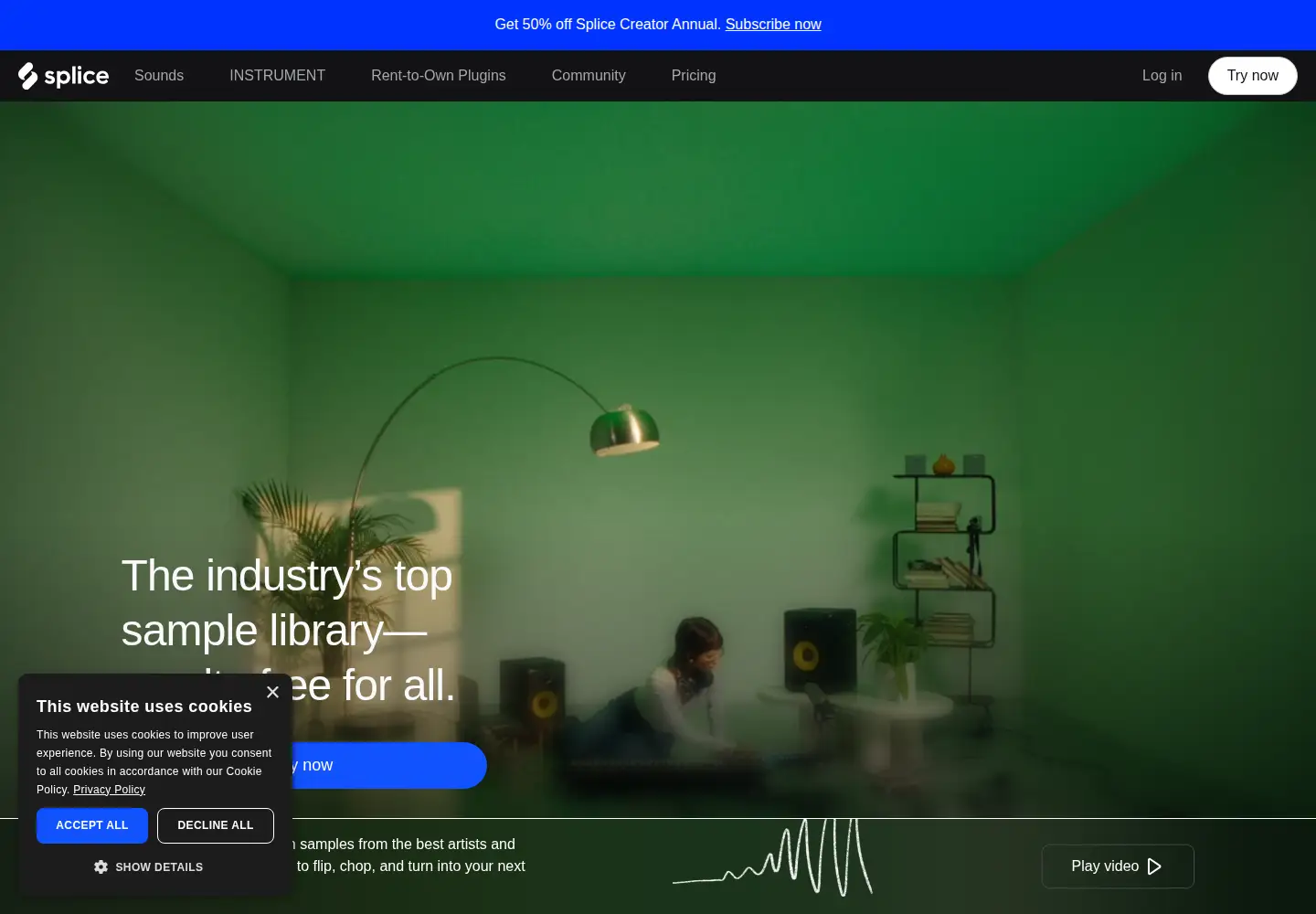 Captured homepage of splice.com in the current scan