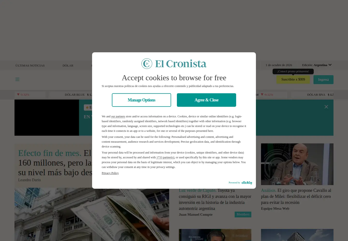 Screenshot of cronista.com
