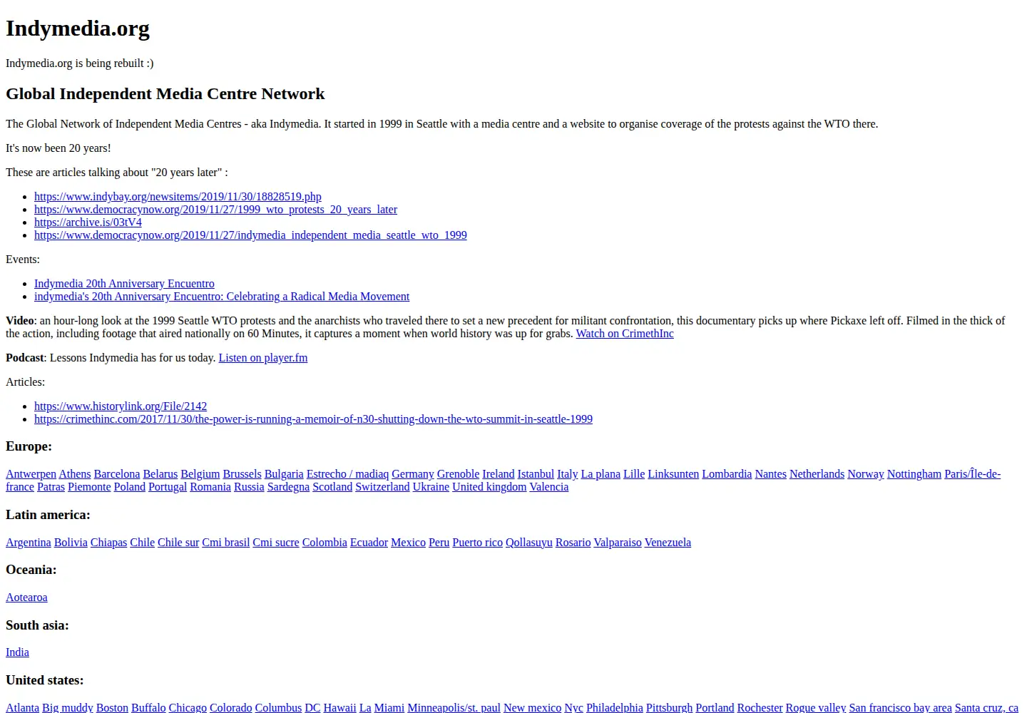 Screenshot of indymedia.org