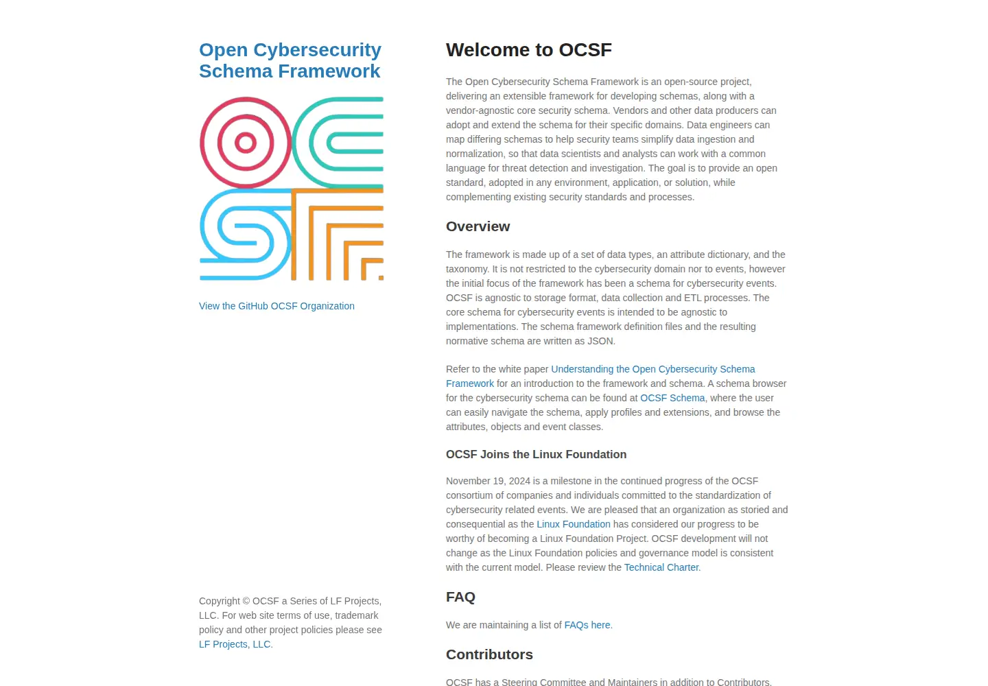 Screenshot of ocsf.io