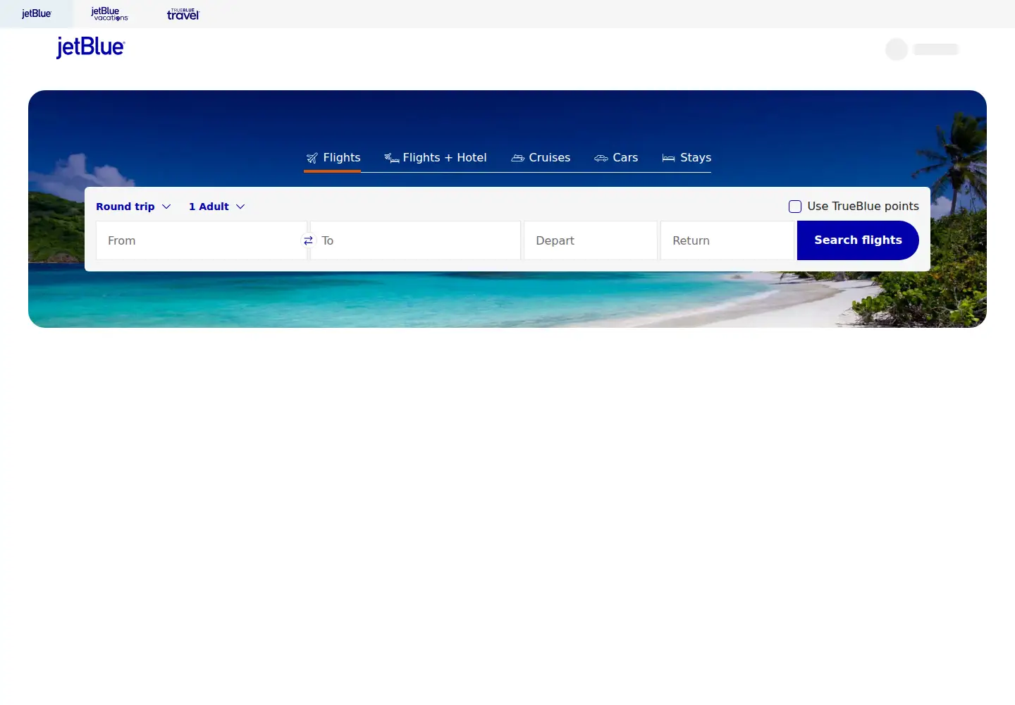 Screenshot of jetblue.com