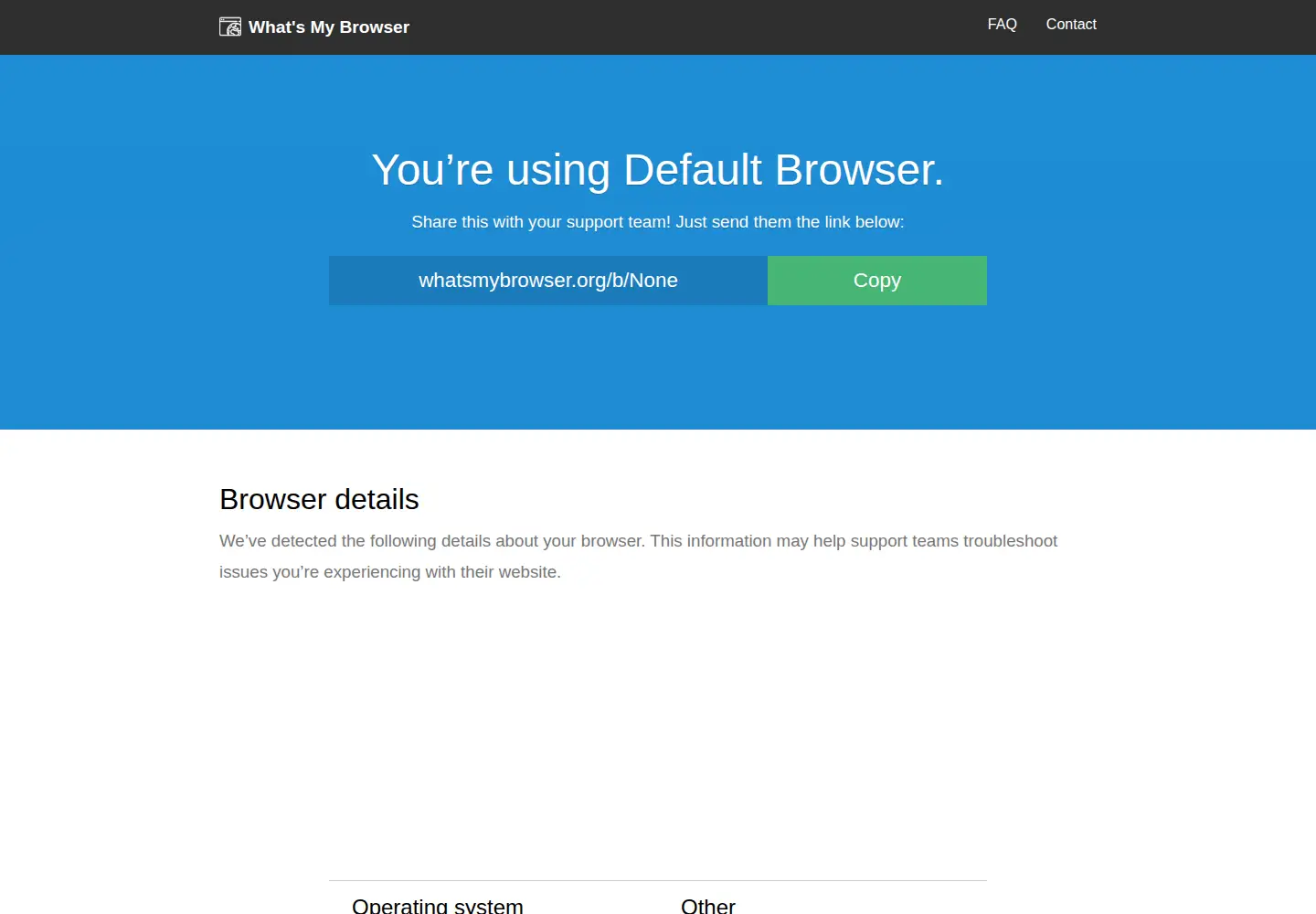 Screenshot of whatsmybrowser.org