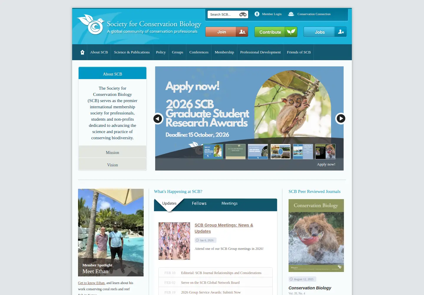 Screenshot of conbio.org