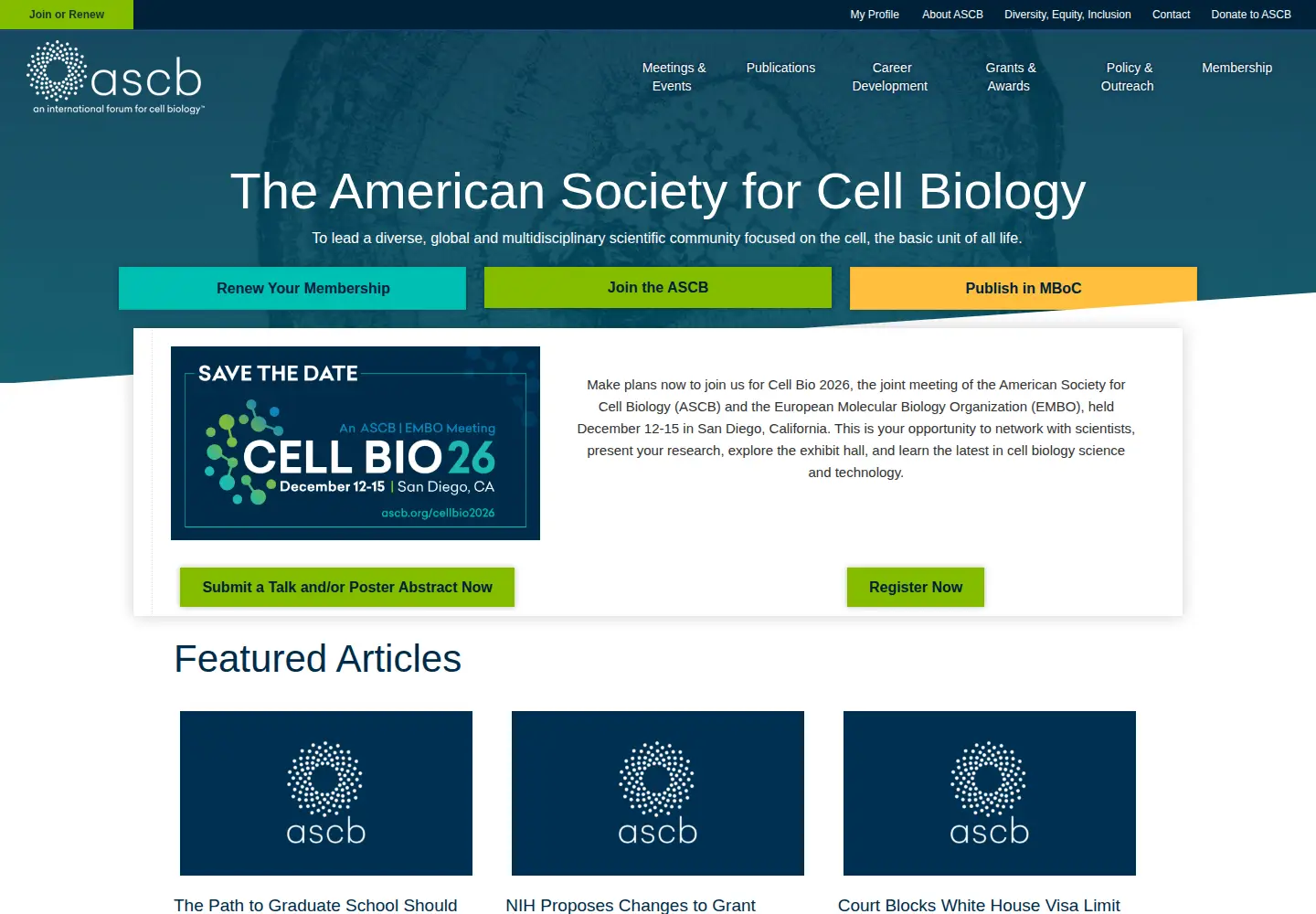 Screenshot of ascb.org