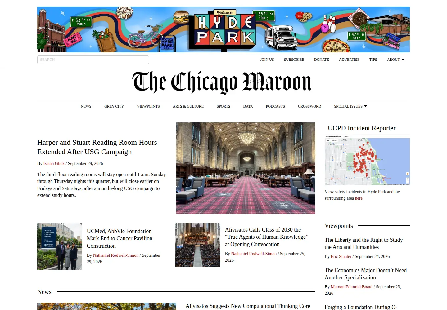 Screenshot of chicagomaroon.com