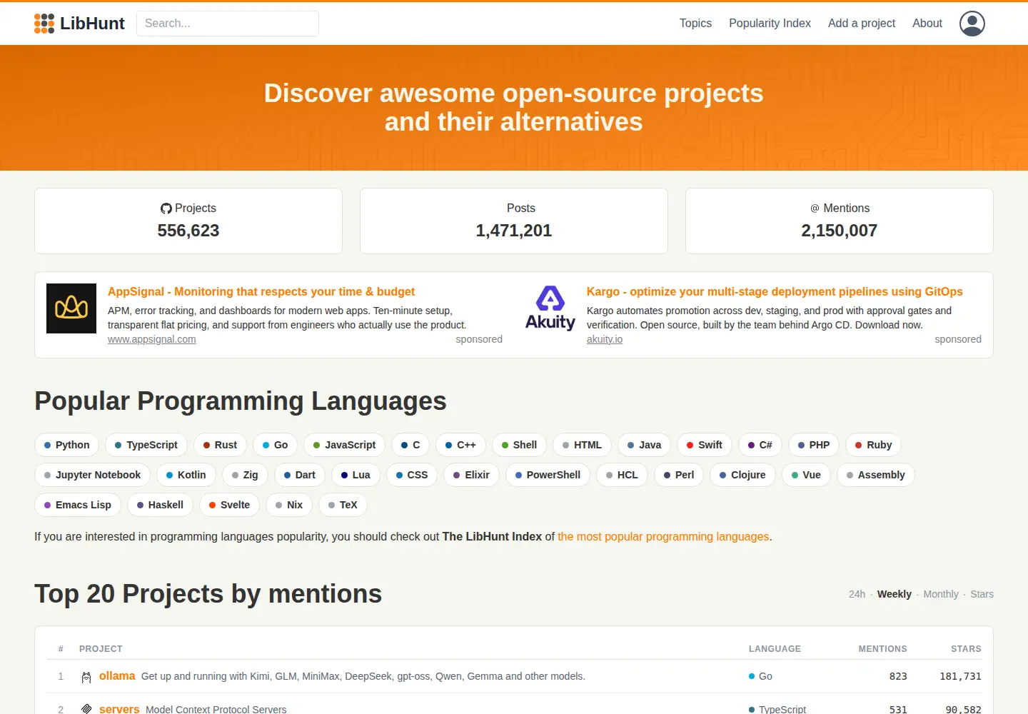 Screenshot of libhunt.com