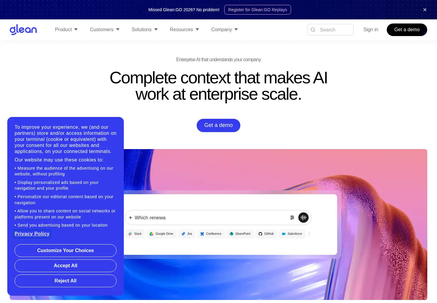 Screenshot of glean.com