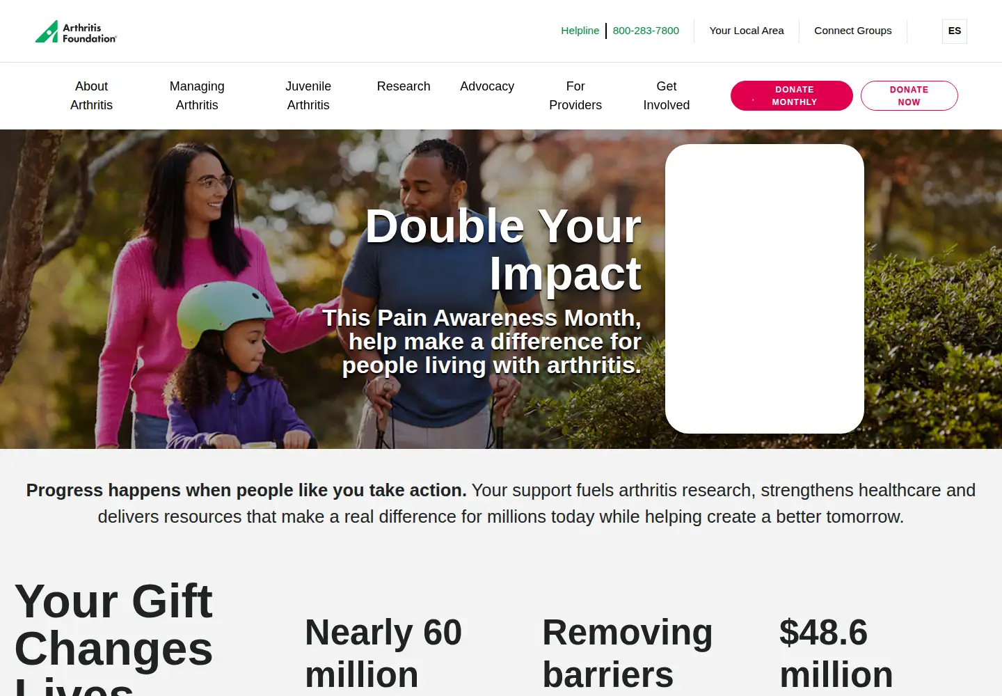 Screenshot of arthritis.org