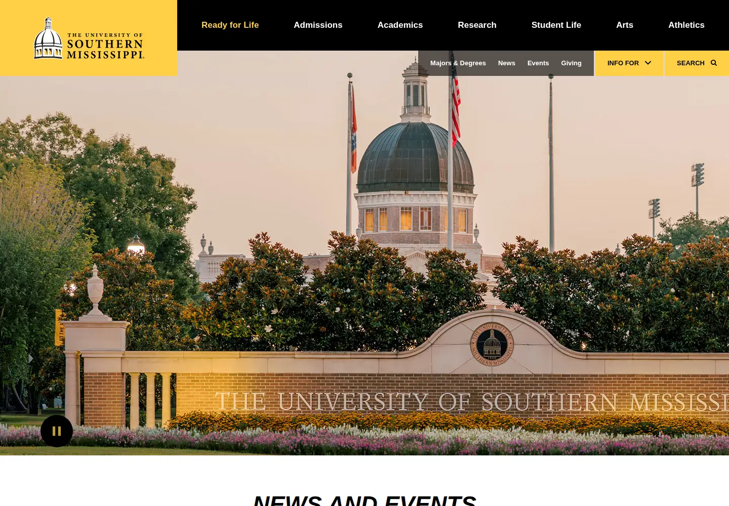 Screenshot of usm.edu