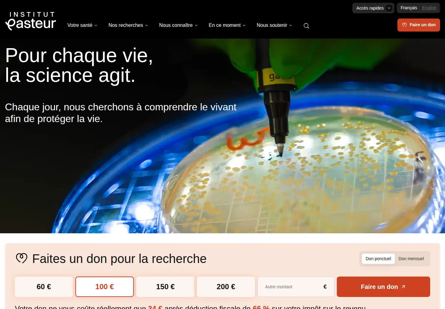 Screenshot of pasteur.fr