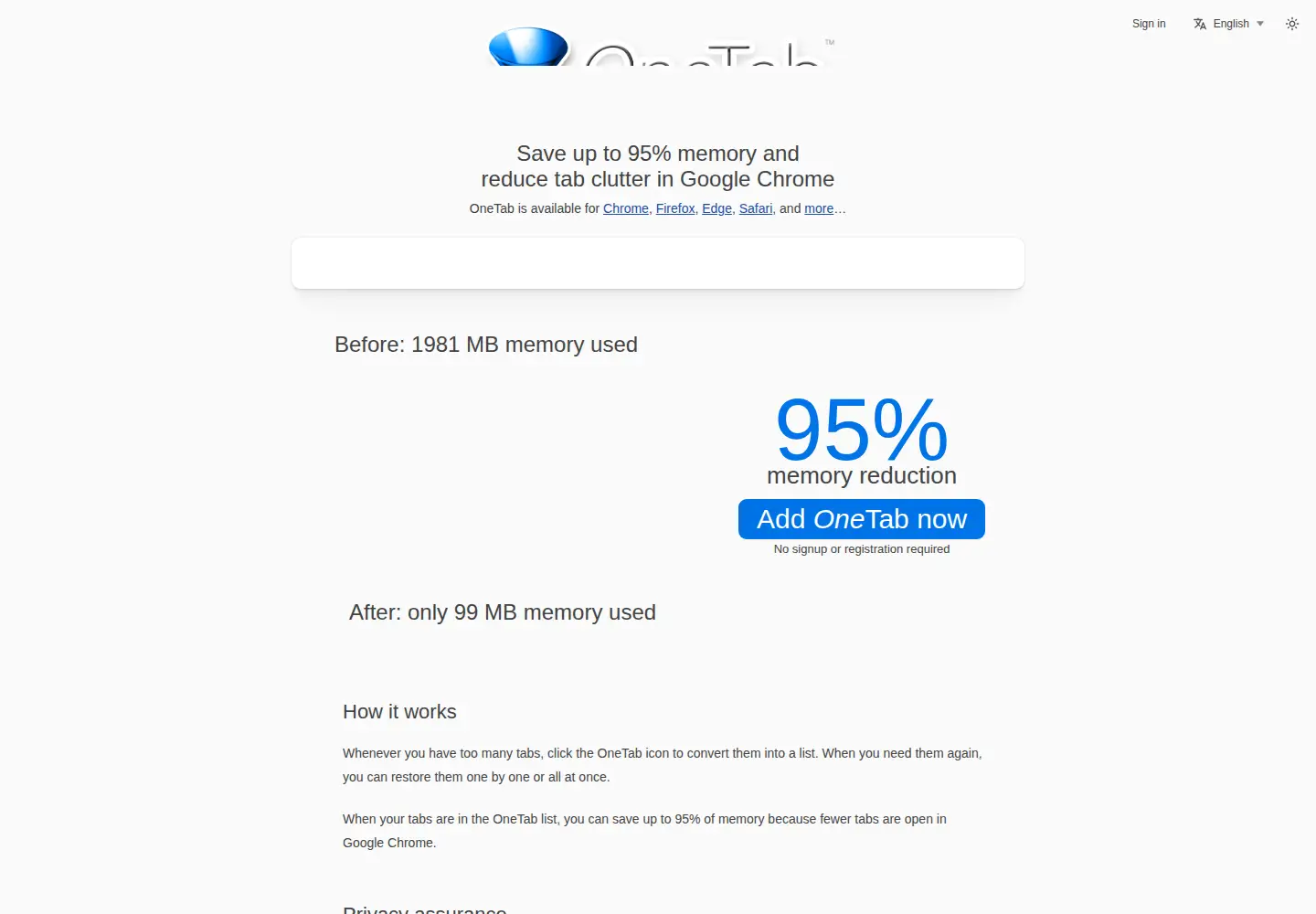 Screenshot of one-tab.com