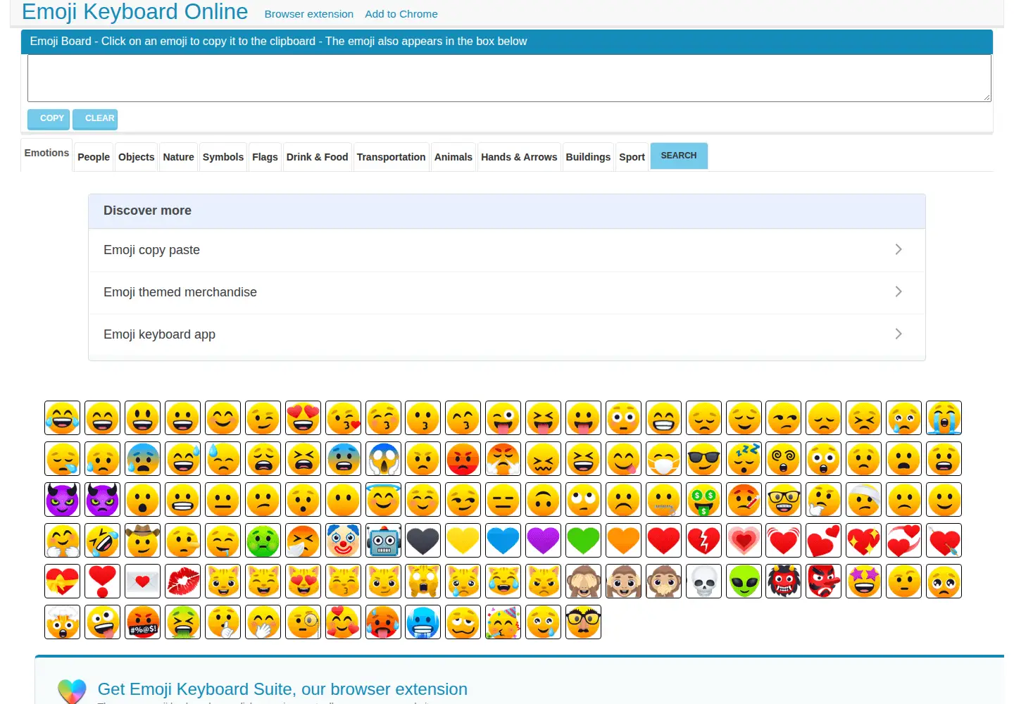 Screenshot of emojikeyboard.org