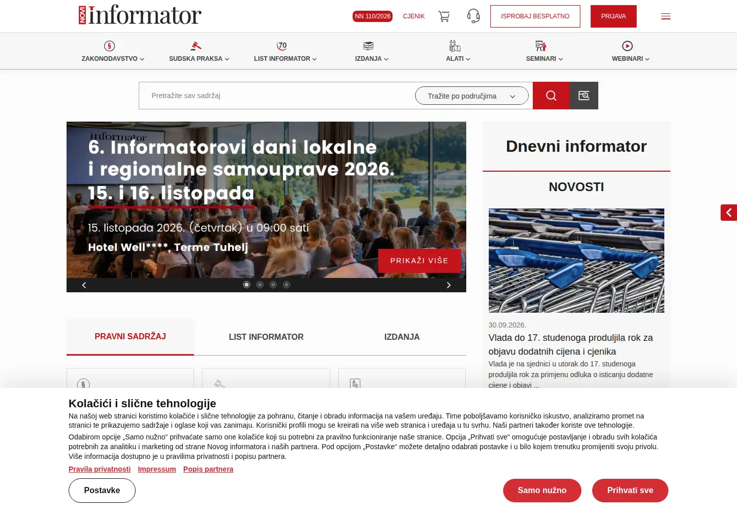 Screenshot of informator.hr