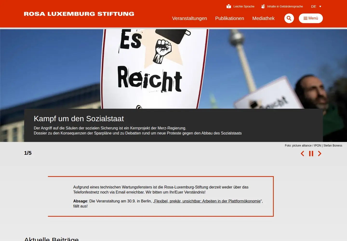 Screenshot of rosalux.de