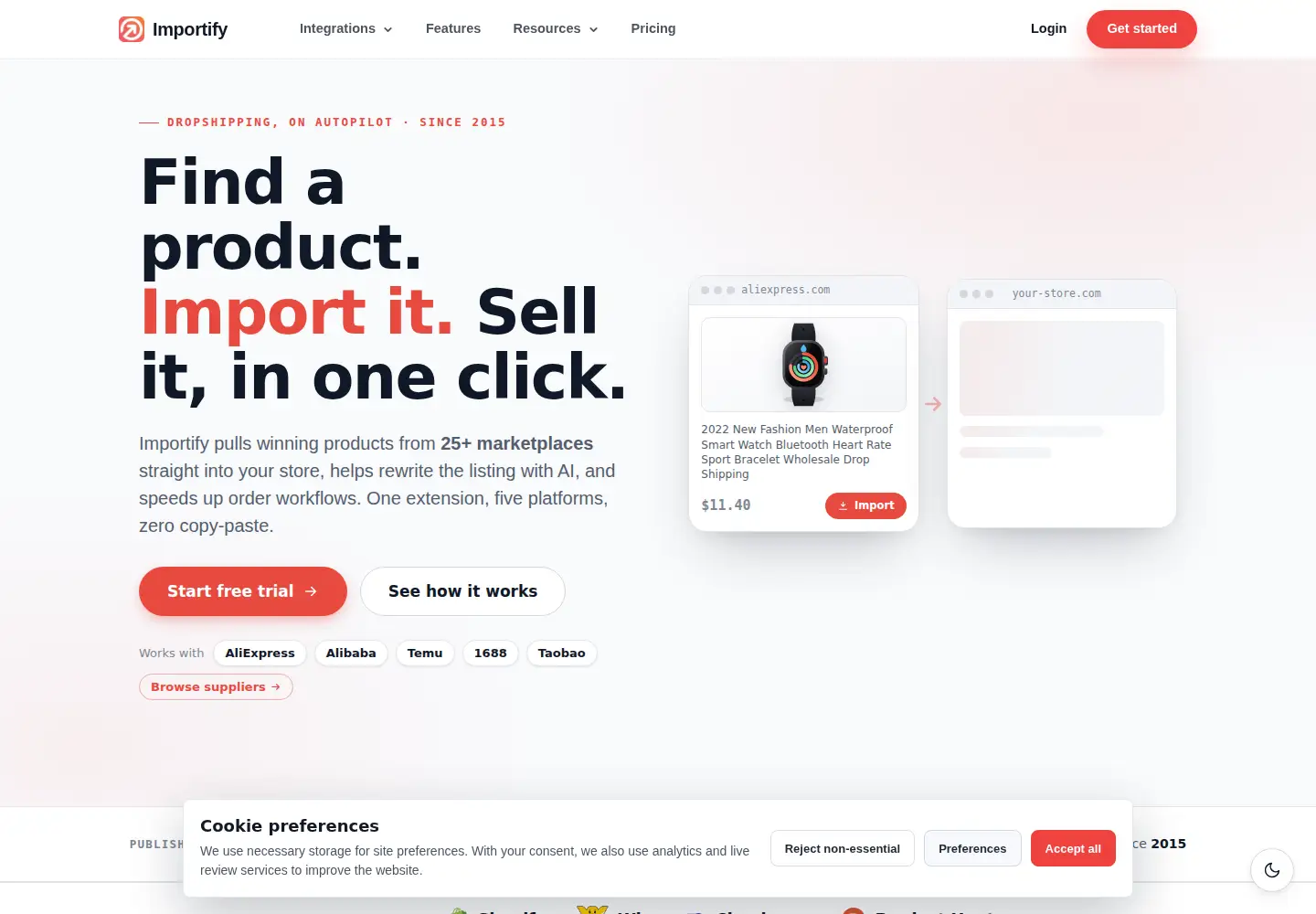 Screenshot of importify.com