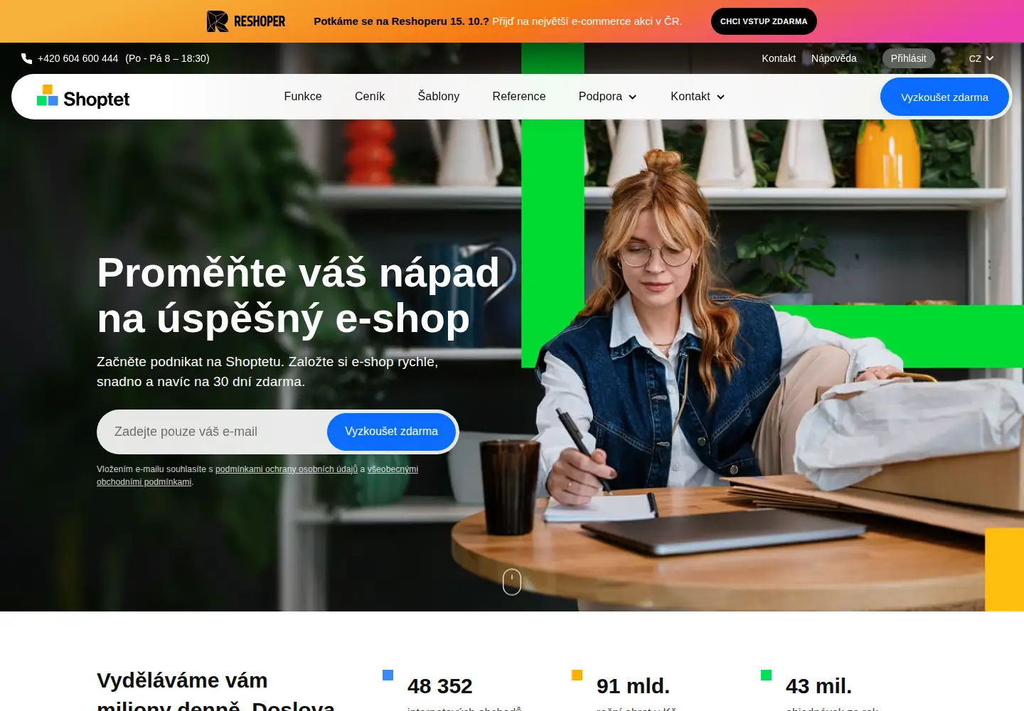 Screenshot of shoptet.cz