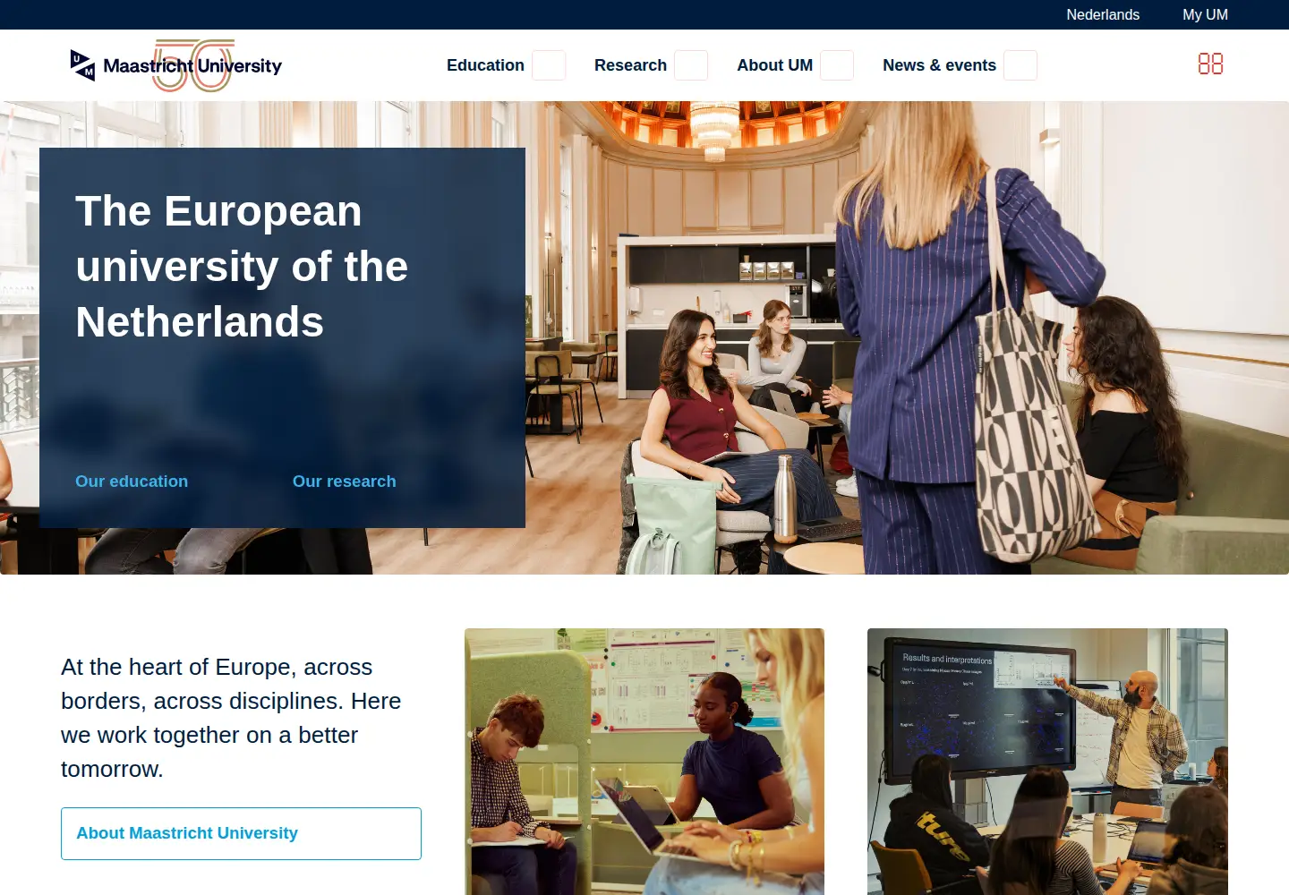 Screenshot of maastrichtuniversity.nl