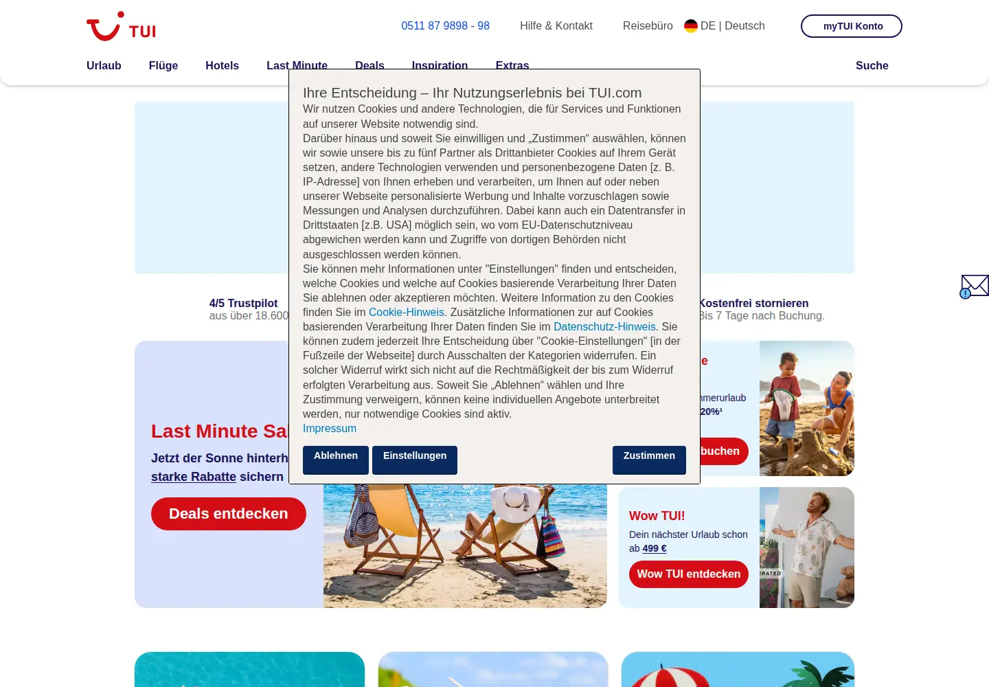 Screenshot of tui.com