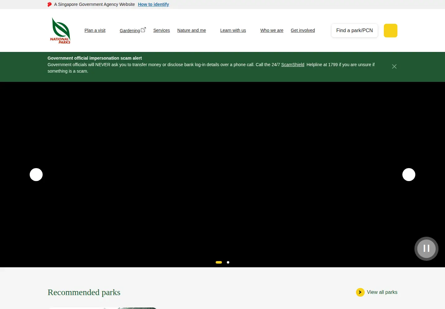 Screenshot of nparks.gov.sg