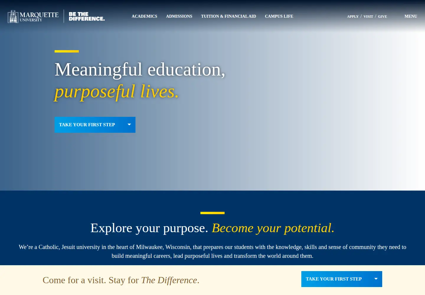 Screenshot of marquette.edu