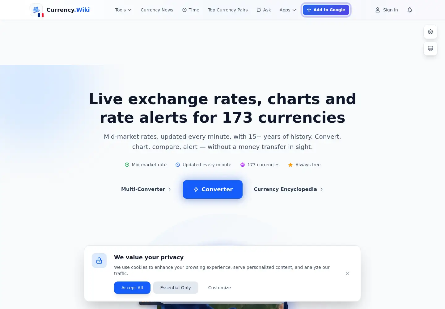 Screenshot of currency.wiki
