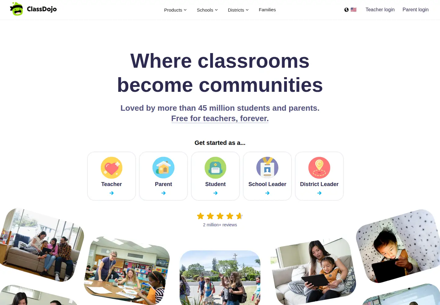 Screenshot of classdojo.com