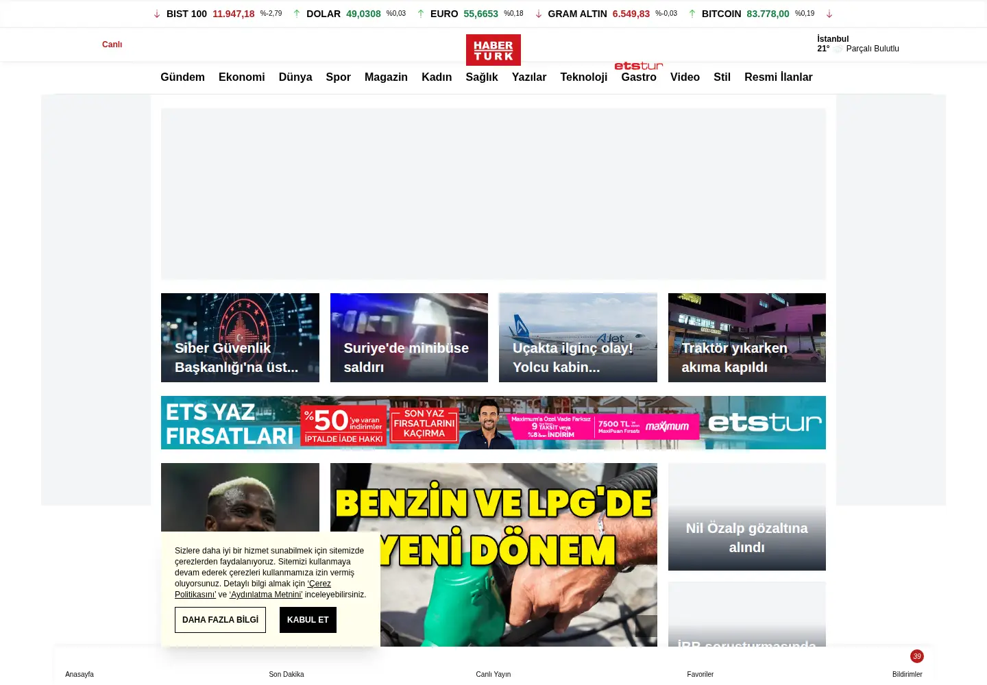 Screenshot of haberturk.com