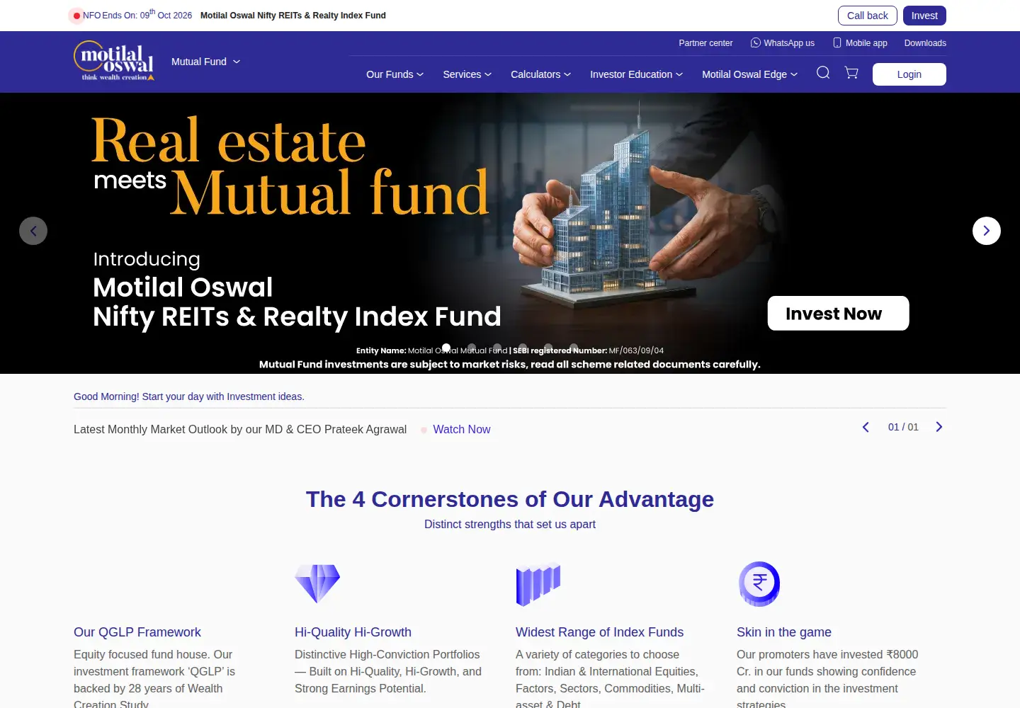 Captured homepage of motilaloswalmf.com in the current scan