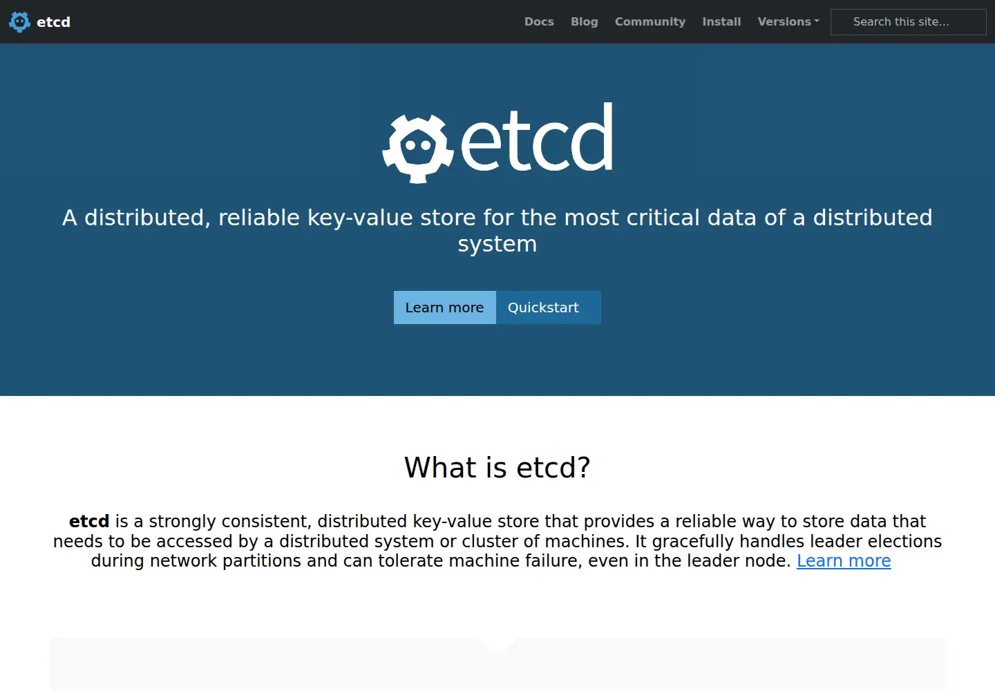 Screenshot of etcd.io