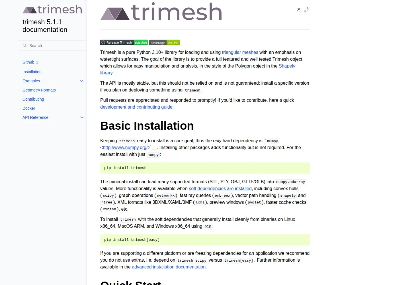 Captured homepage of trimsh.org in the current scan