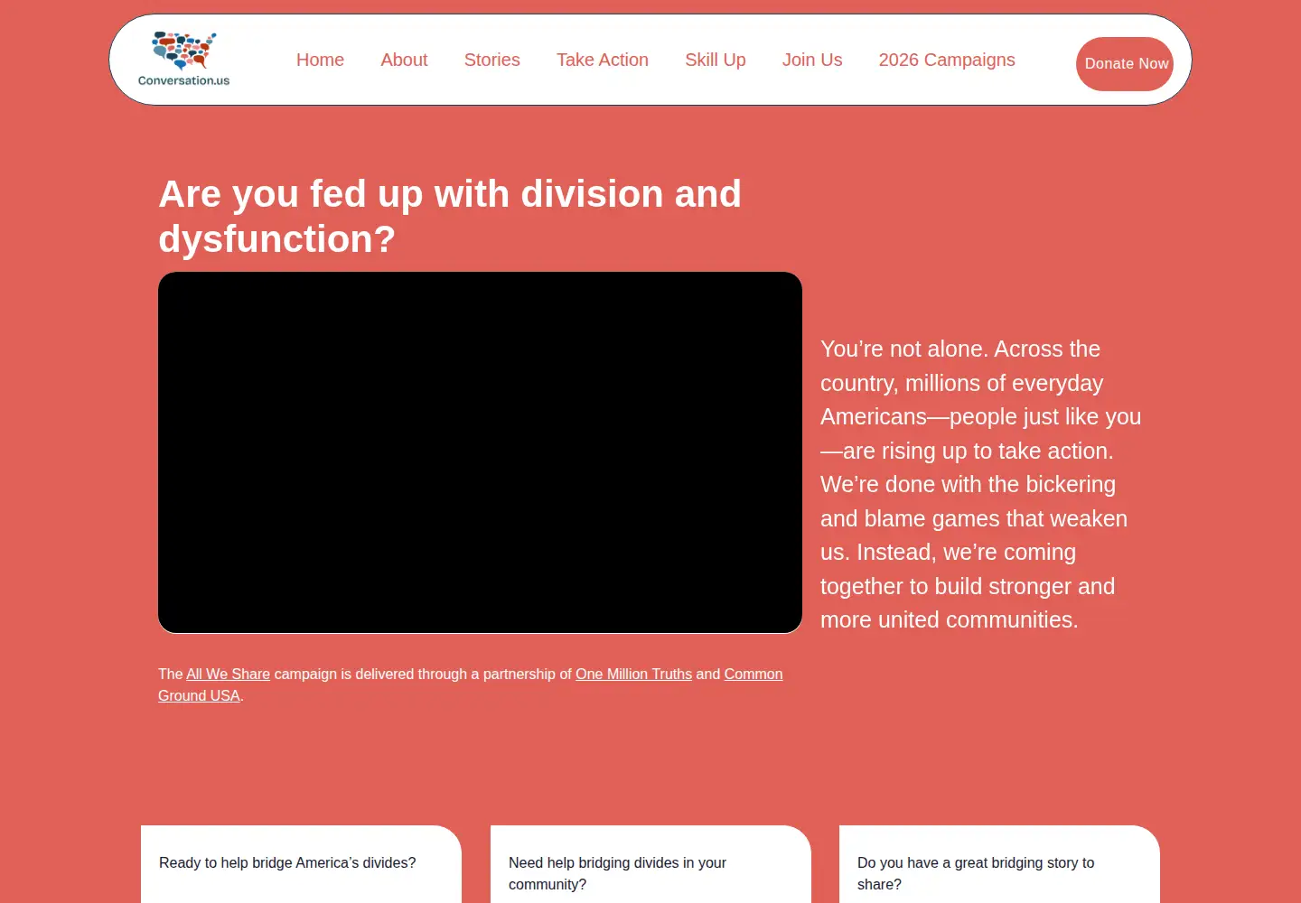 Captured homepage of conversation.us in the current scan