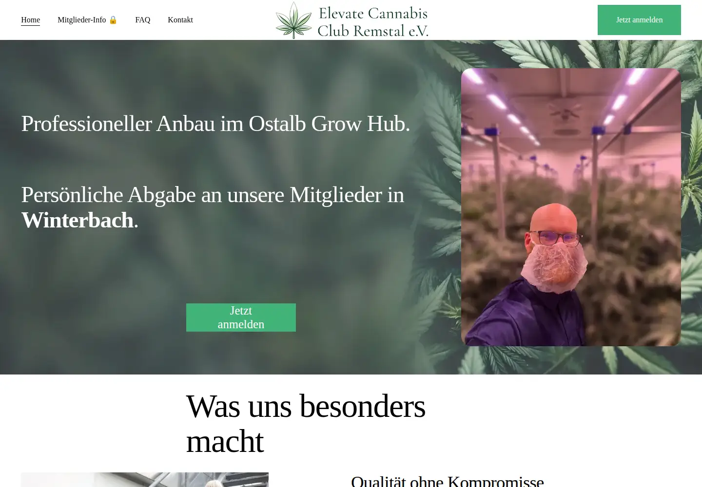 Captured homepage of elevate-cannabis-club.de in the current scan