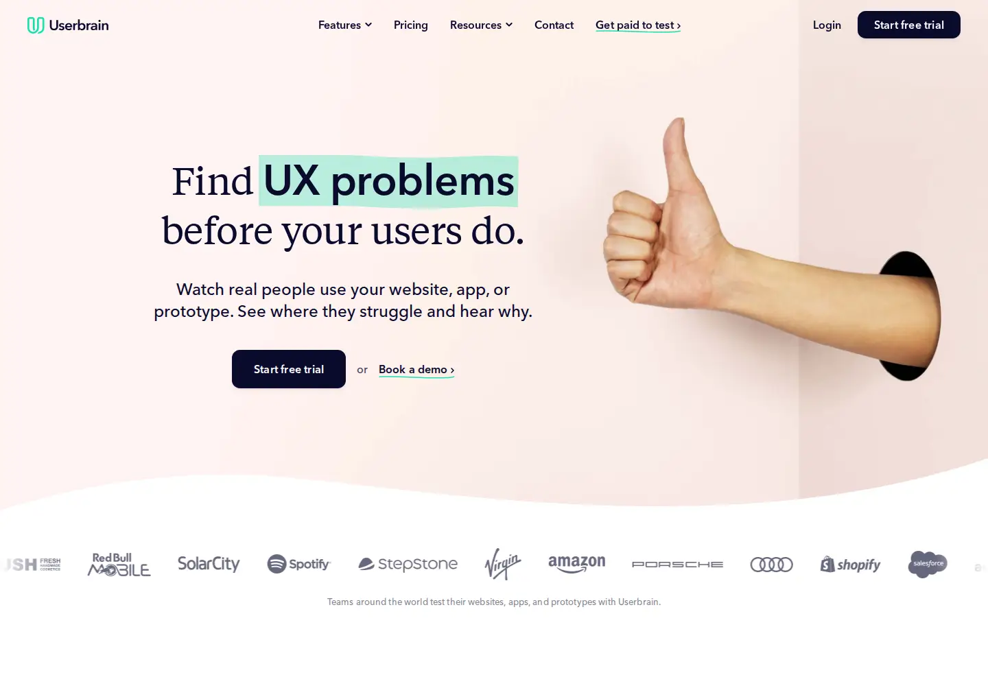Screenshot of userbrain.com