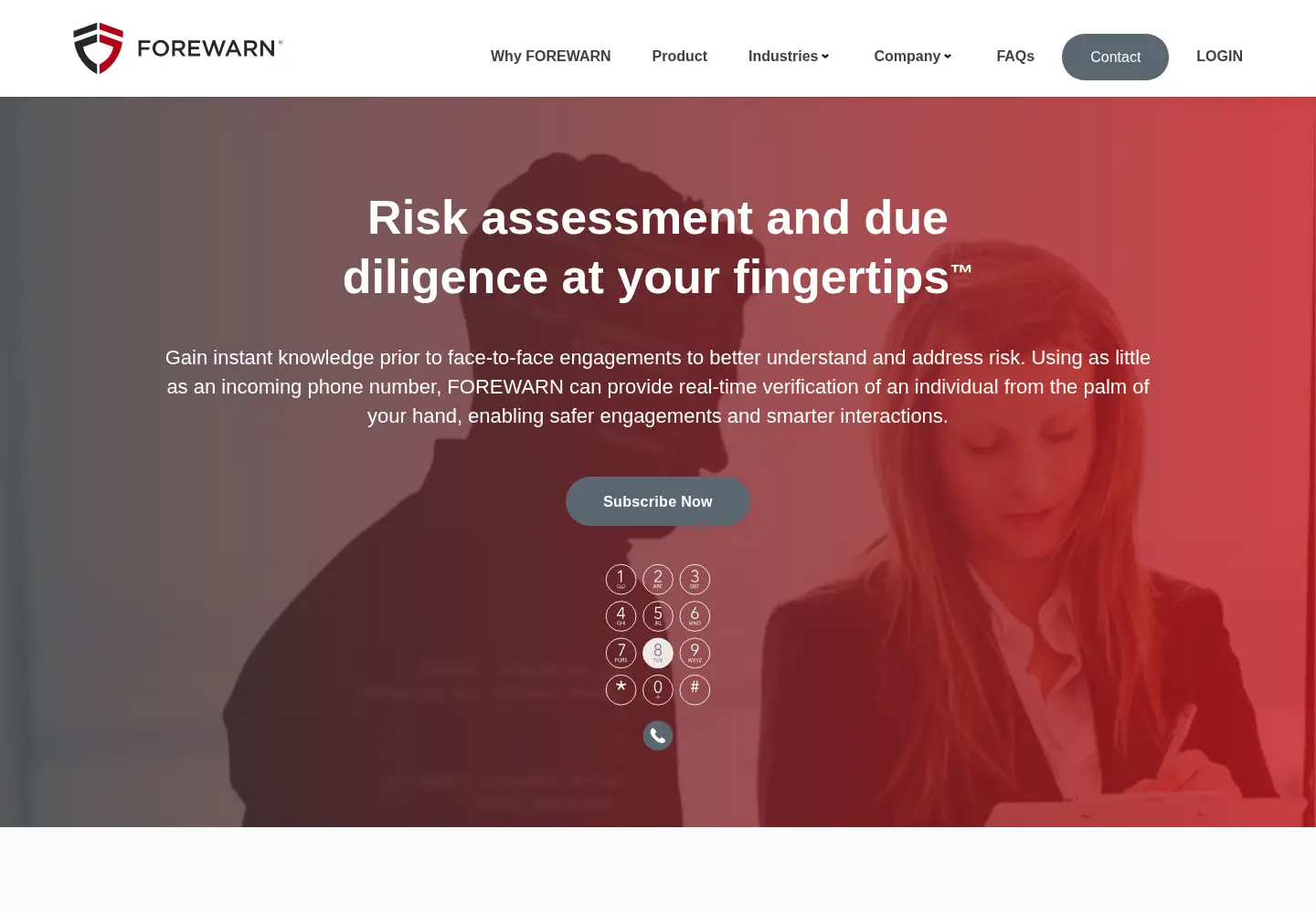 Captured homepage of forewarn.com in the current scan