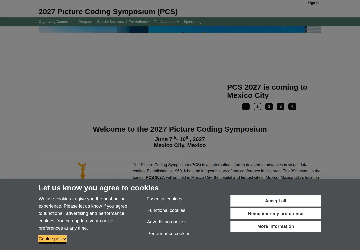 Captured homepage of picturecodingsymposium.org in the current scan