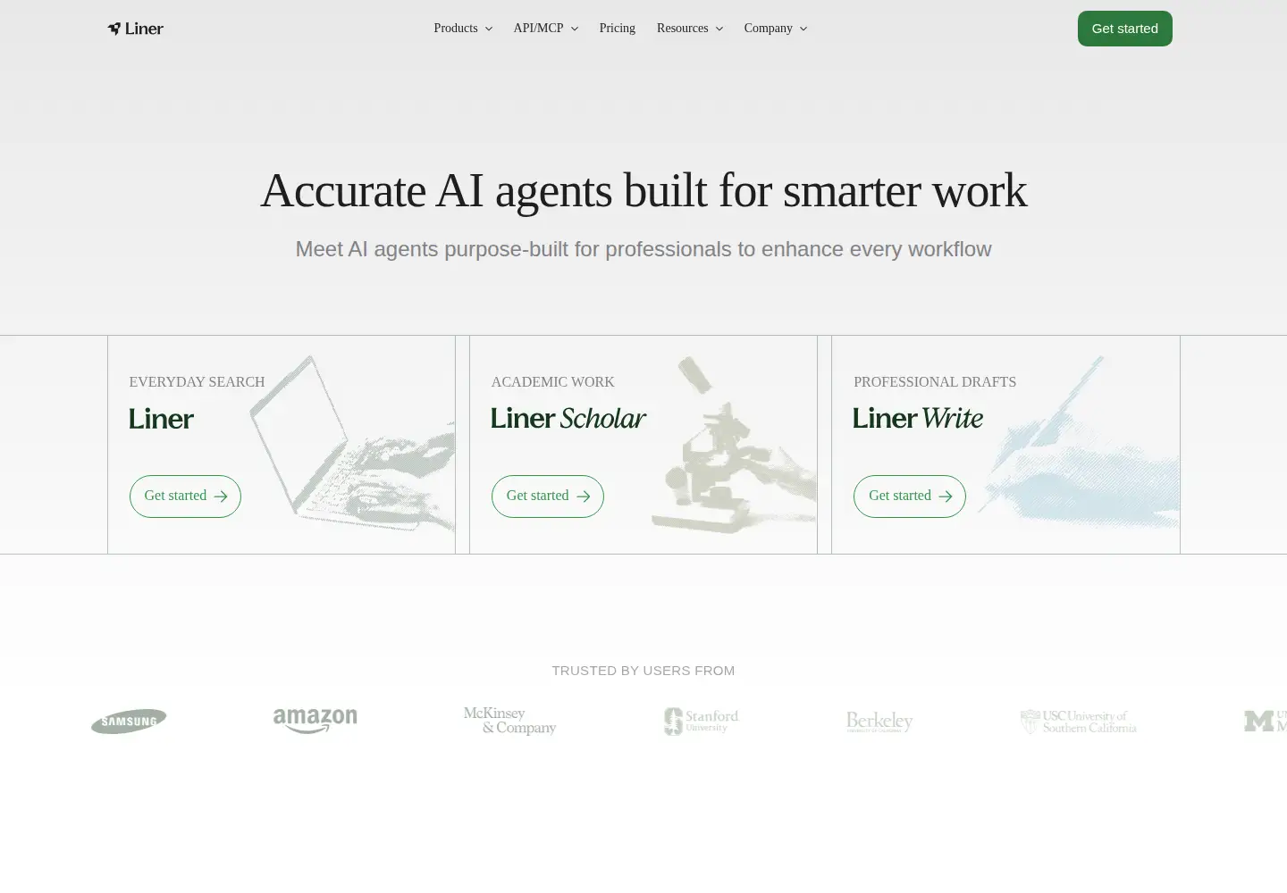 Screenshot of liner.com