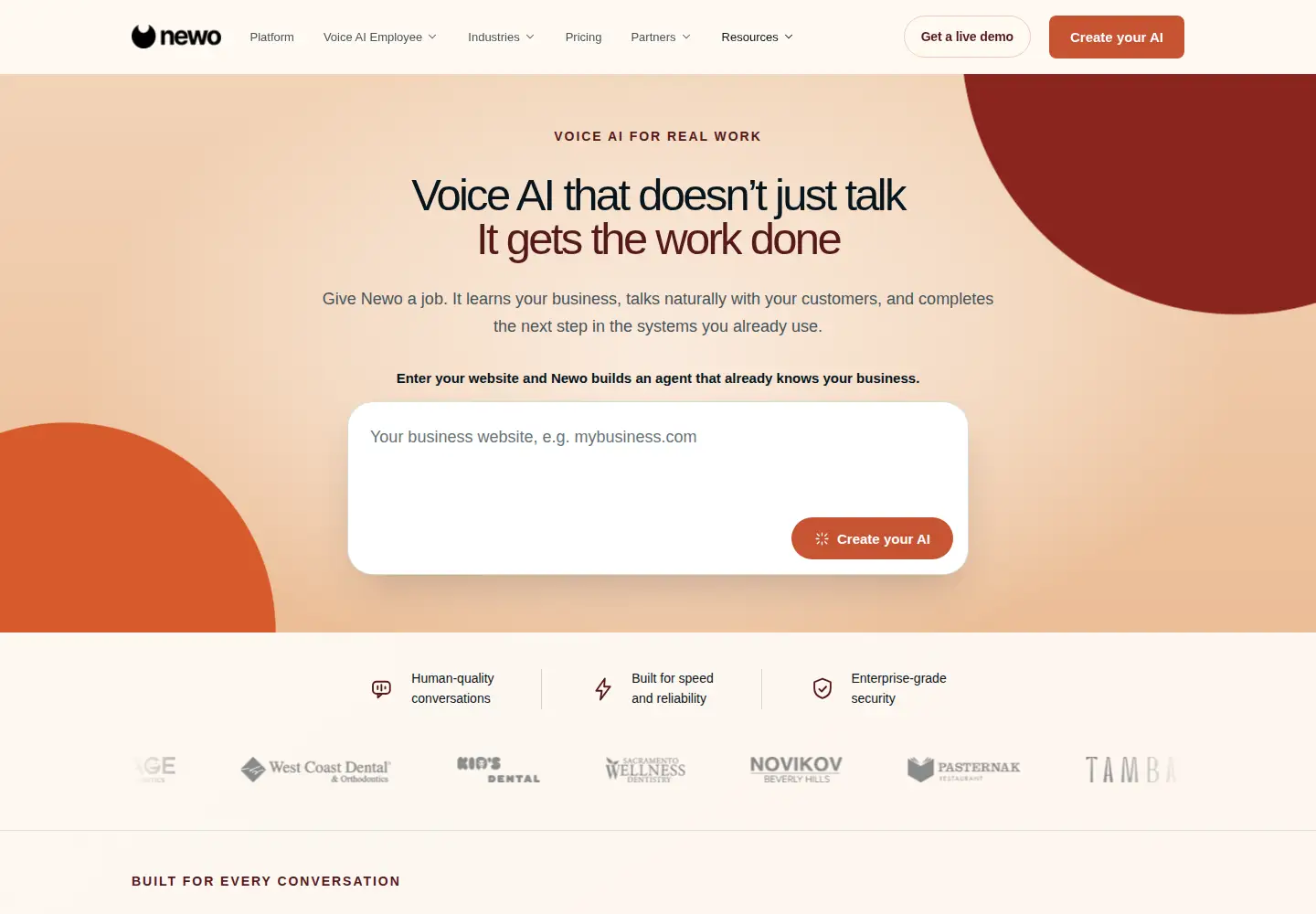 Screenshot of newo.ai