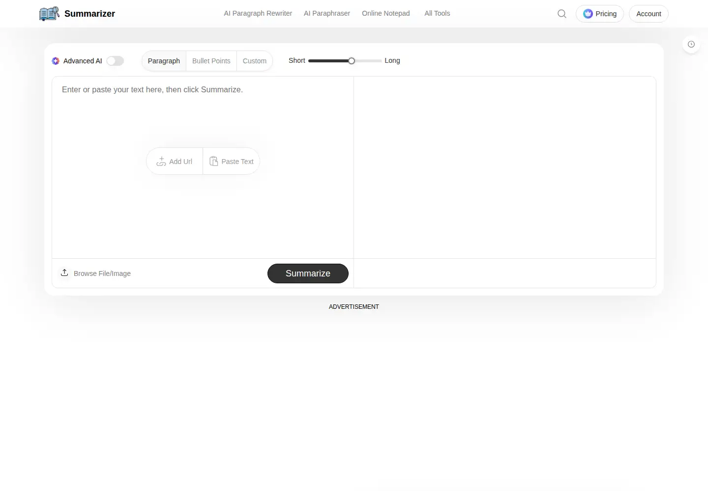 Screenshot of summarizer.org