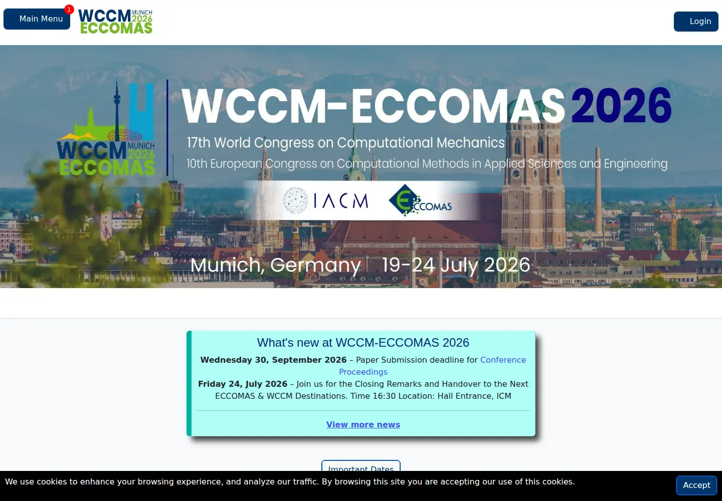 Captured homepage of wccm-eccomas2026.org in the current scan