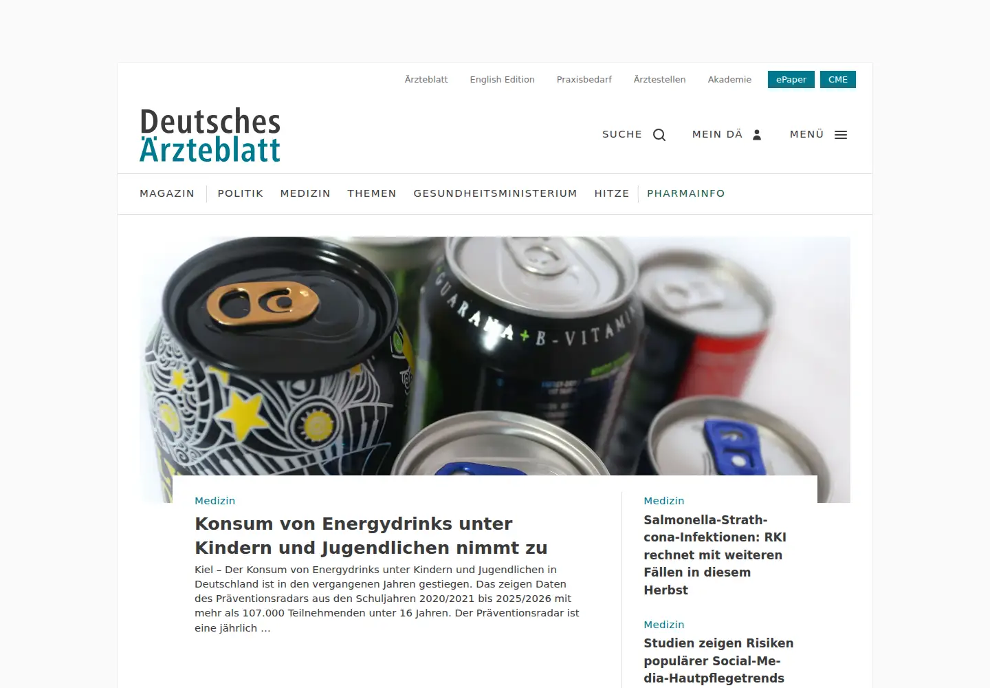 Screenshot of aerzteblatt.de