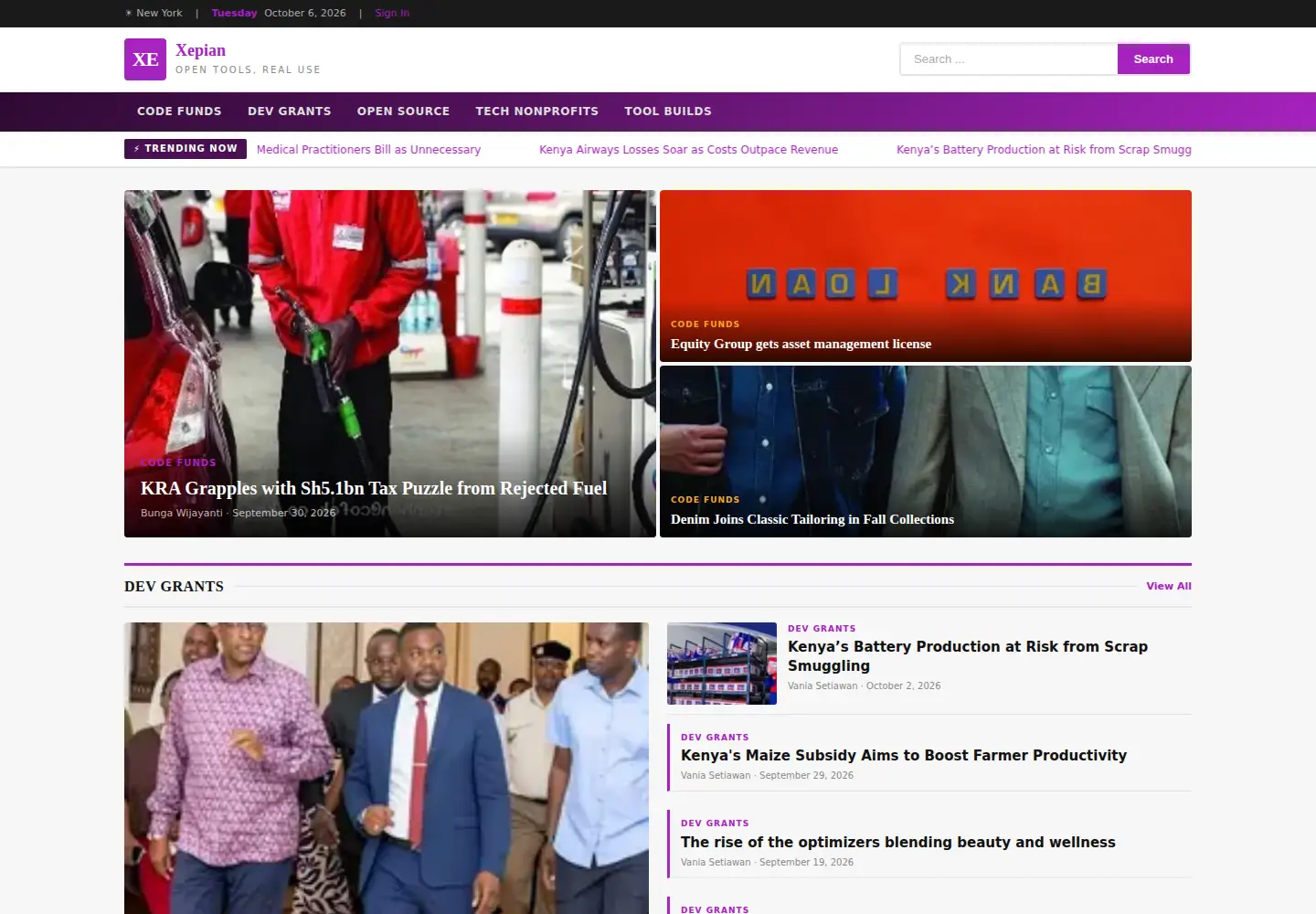 Captured homepage of xepian.org in the current scan