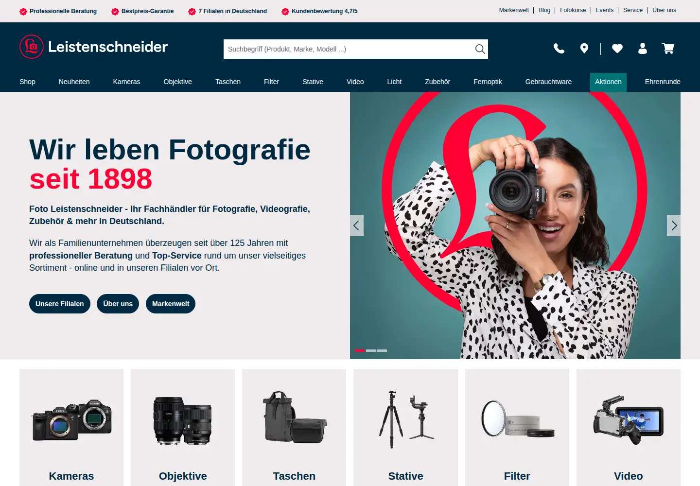 Captured homepage of foto-leistenschneider.de in the current scan