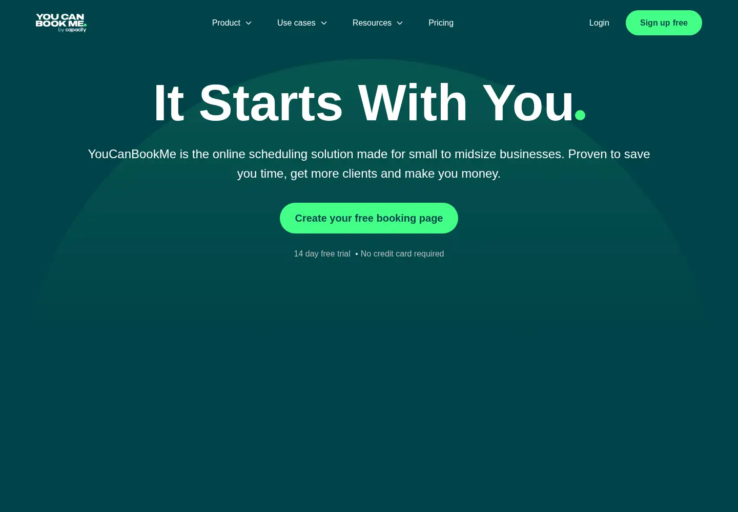 Captured homepage of youcanbookme.com in the current scan