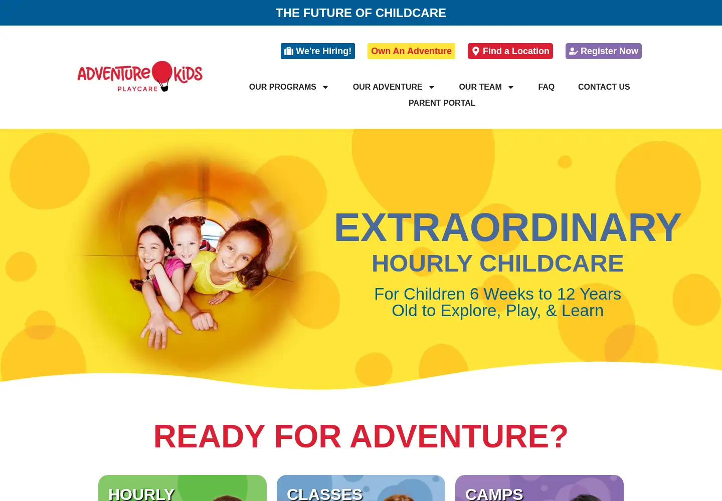 Screenshot of adventurekidsplaycare.com