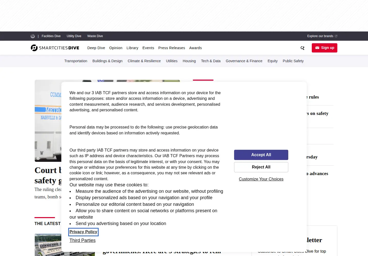Screenshot of smartcitiesdive.com